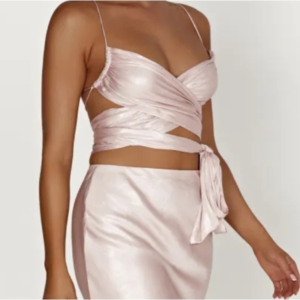 Georgie wrap over tie top - blush pink - Picture 2 of 6